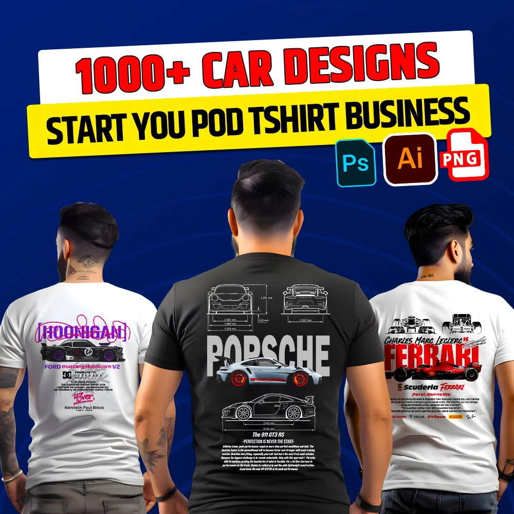 1000+ Premium Car T-Shirt Design Bundle